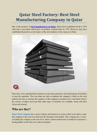 Qatar Steel Factory: Best Steel Manufacturing Company in Qatar