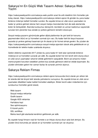 Sakarya’nın En Güçlü Web Tasarım Adresi: Sakarya Web Yazılım
