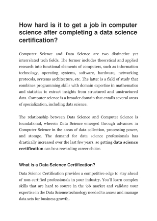 How hard is it to get a job in computer science after completing a data science certification.docx