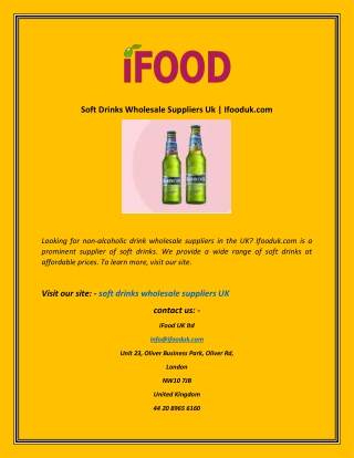 Soft Drinks Wholesale Suppliers Uk