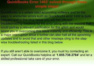 A quick method to resolve QuickBooks Error 1402