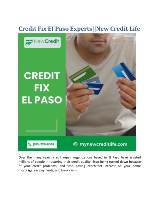 Credit Fix EI Paso Experts - New Credit Life