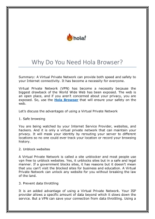 Why Do You Need Hola Browser