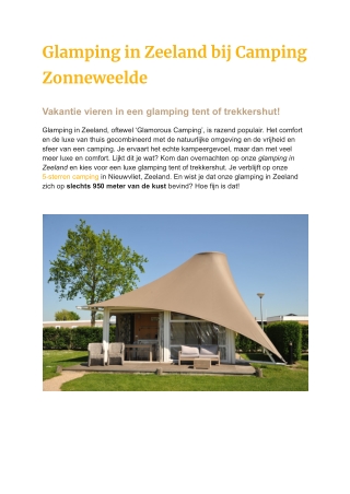 Glamping in Zeeland bij Camping Zonneweelde