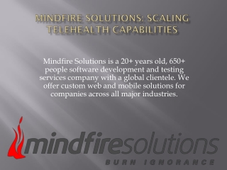 Mindfire Solutions  Scaling Telehealth Capabilities