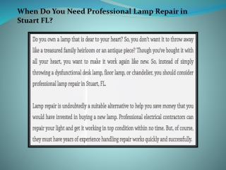 When Do You Need Professional Lamp Repair in Stuart FL