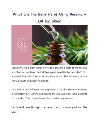What are the Benefits Of Using Rosemary Oil For Skin & Face