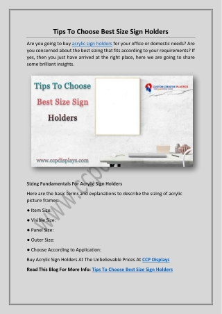 What Are The Few Tips To Choose Best Size Sign Holders – CCP Displays