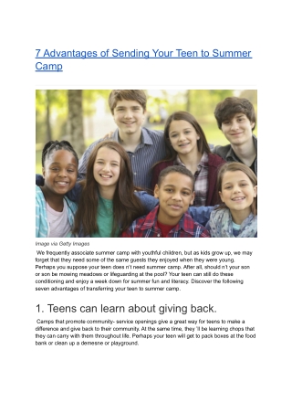 7 Advantages of Sending Your Teen to Summer Camp