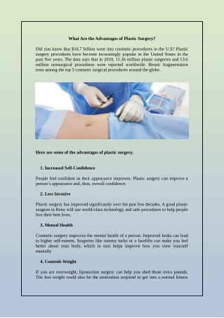 What Are the Advantages of Plastic Surgery?