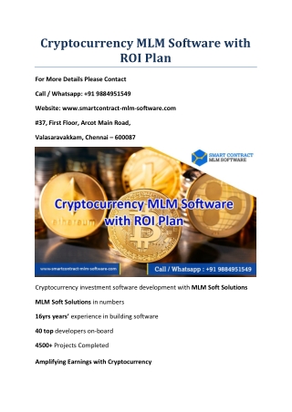 Cryptocurrency MLM software with ROI Plan