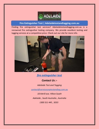 Fire Extinguisher Test | Adelaidetestandtagging.com.au