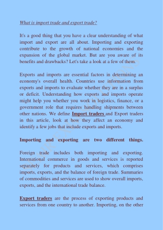 What is import trade and export trade