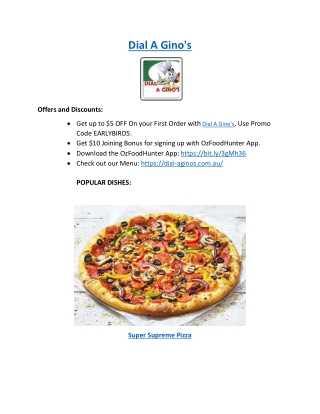 $5 off - Dial A Gino's Pizza Restaurant Elsternwick, VIC