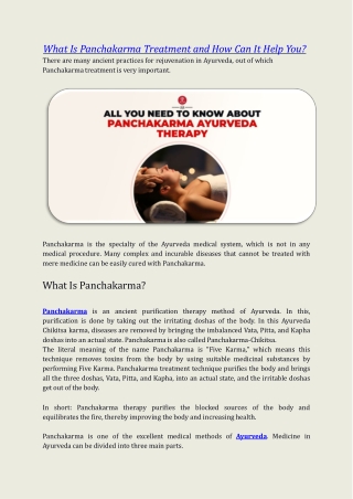 What Is Panchakarma Treatment and How Can It Help You?