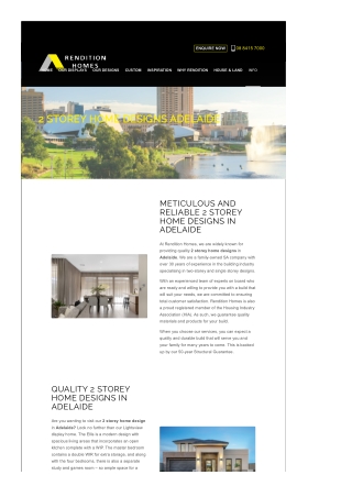 2 Storey Home Designs Adelaide