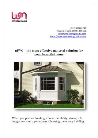 uPVC - the most effective material solution for your beautiful home