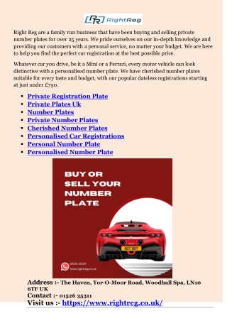 Personalised Car Registrations