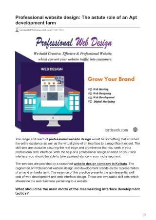 Professional website design The astute role of an Apt development farm