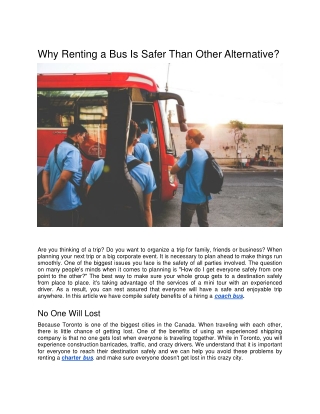 Why Renting a Bus Is Safer Than Other Alternative