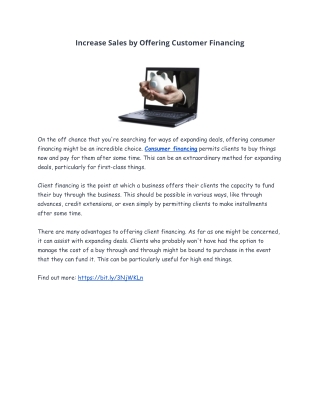 Increase Sales by Offering Customer Financing