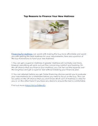 Top Reasons to Finance Your New Mattress