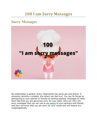 100 I am Sorry Messages