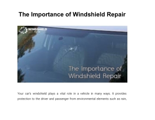 The Importance of Windshield Repair