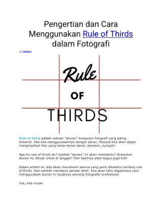 Pengertian dan Cara Menggunakan Rule of Thirds dalam Fotografi