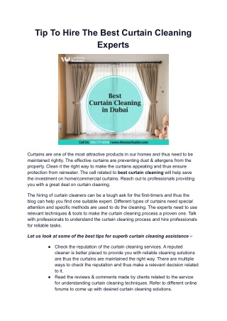Tip To Hire The Best Curtain Cleaning Experts