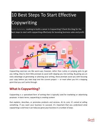 10 Best Steps to Start Effective Copy Writing