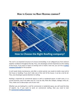 How to Choose the Right Roofing company