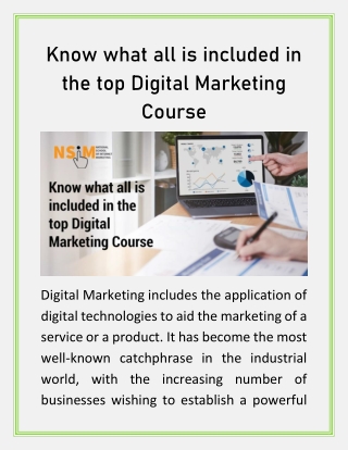 Know what all is included in the top Digital Marketing Course