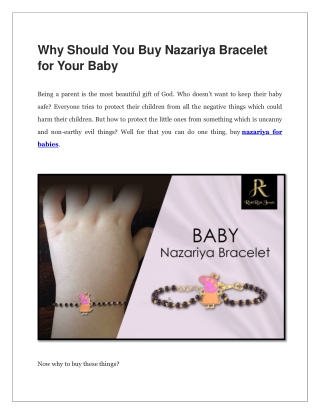 Why Should You Buy Nazariya Bracelet for Your Baby