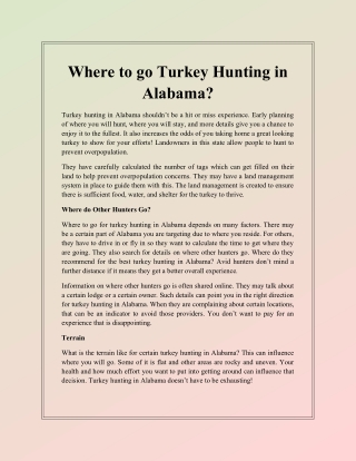 Where to go Turkey Hunting in Alabama