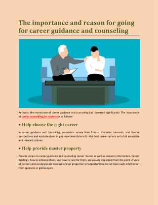 The importance and reason for going for career guidance and counseling