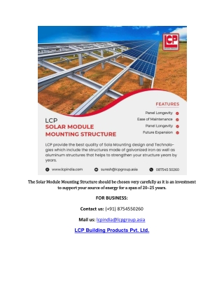 Solar Module Mounting Structure Manufacturer in Tamilnadu