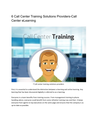 Contact Centre Training Solutions - Call Centre eLearning