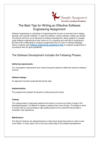 The Best Tips for Writing an Effective Software Engineering Assignment