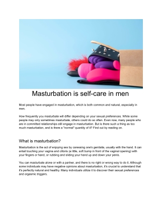 Masturbation is self-care in men