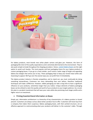Why Custom Bakery Boxes Are Important For Brand Recognition