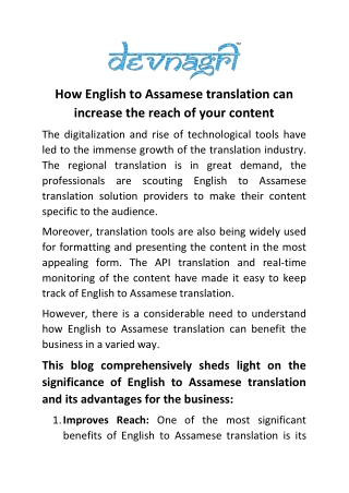 How English to Assamese translation can increase the reach of your content