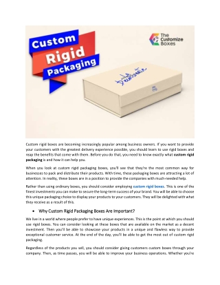Custom Rigid Boxes: An Ultimate Solution to Uplift Your Brand