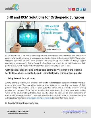 EHR and RCM Solutions for Orthopedic Surgeons