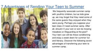 7 Advantages of Sending Your Teen to Summer Camp