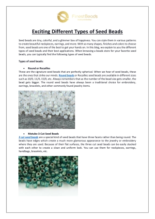 Exciting Different Types of Seed Beads