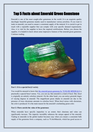 Top 5 Facts about Emerald Green Gemstone