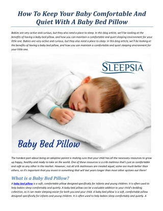 How To Keep Your Baby Comfortable And Quiet With A Baby Bed Pillow