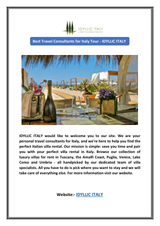 Best Travel Consultants for Italy Tour - IDYLLIC ITALY