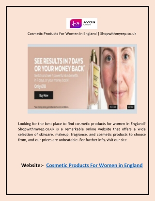 Cosmetic Products For Women In England  Shopwithmyrep.co.uk